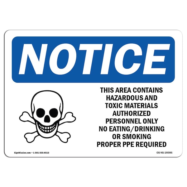 OSHA Sign, 18" H, 24" W, Rigid Plastic, This Area Contains Hazardous Sign With Symbol, Landscape